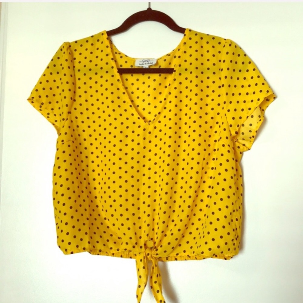 Twine & string yellow polka dot top